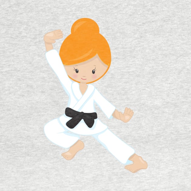 Karate Girl, Cute Girl, Black Belt, Orange Hair by Jelena Dunčević